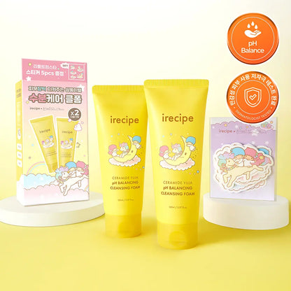 [NMIXX Jiwoo Pick] iRecipe x Little Twin Star Ceramide Yuja Mildly Acidic Cleansing Foam 150ml with Gift (1+1 +Sticker)