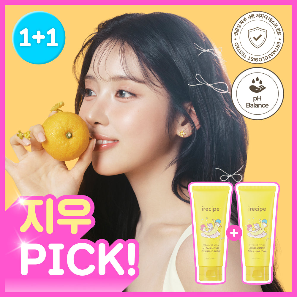 [NMIXX Jiwoo Pick] iRecipe x Little Twin Star Ceramide Yuja Mildly Acidic Cleansing Foam 150ml with Gift (1+1 +Sticker)
