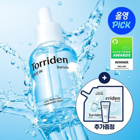 Torriden Dive-in Low-Molecular Hyaluronic Acid Serum 50ml (+50ml Refill + 20ml Sunscreen + 10 Pads)
