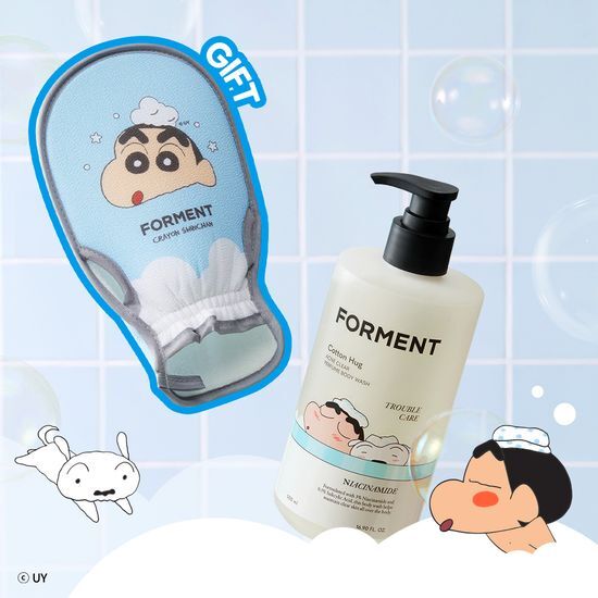 Forment Acne Perfume Shower Cotton Hug 500ml Crayon Shin-chan Edition (+ Crayon Shin-chan Bath Glove)