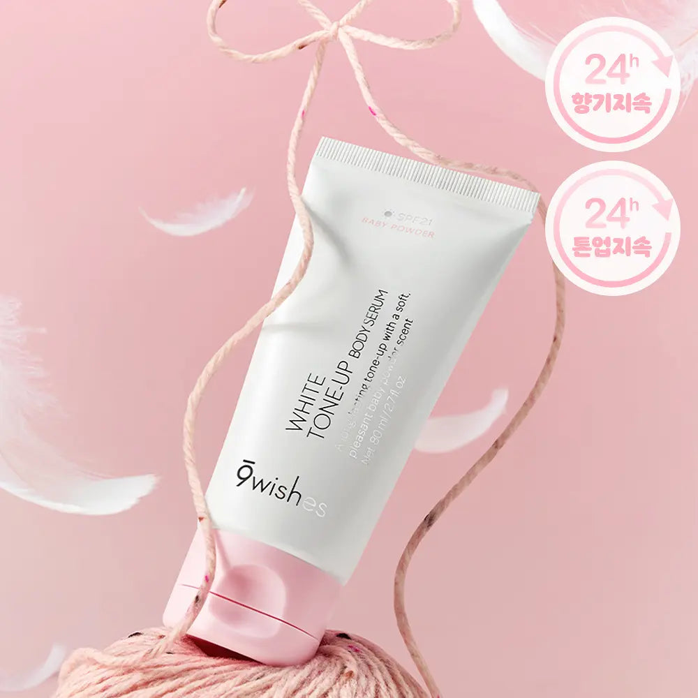 9wish White Tone-Up Body Serum 80ml (Baby Powder Scent)