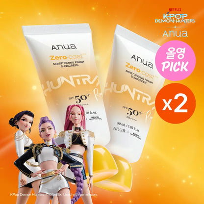 [Kpop Demon Hunters Limited Edition]  Anua Zero Cast Moisture Sunscreen 50ml with  Gift (Double Plan)