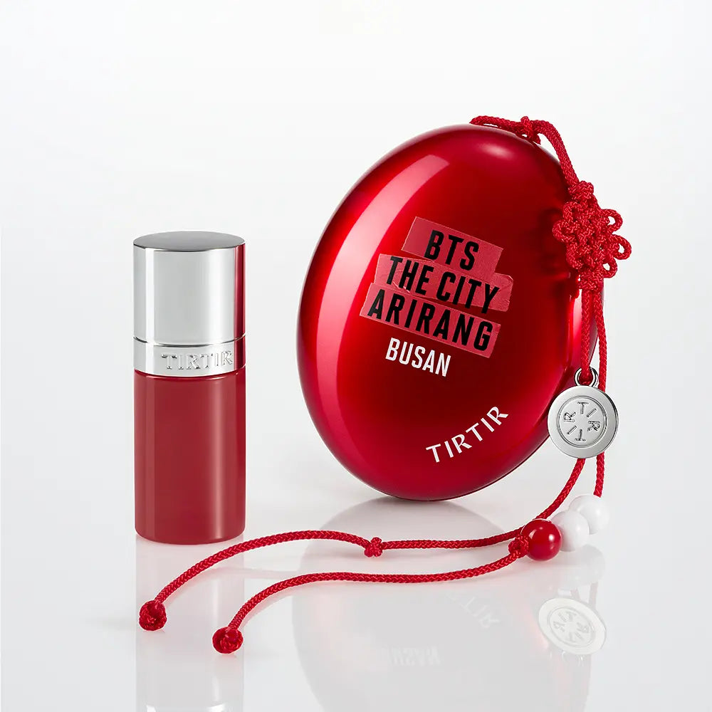 Tirtir BTS The City Busan Iconic Red Duo Set (Red Cushion Foundation + Tinted Lip Oil + Norigae Keyring)