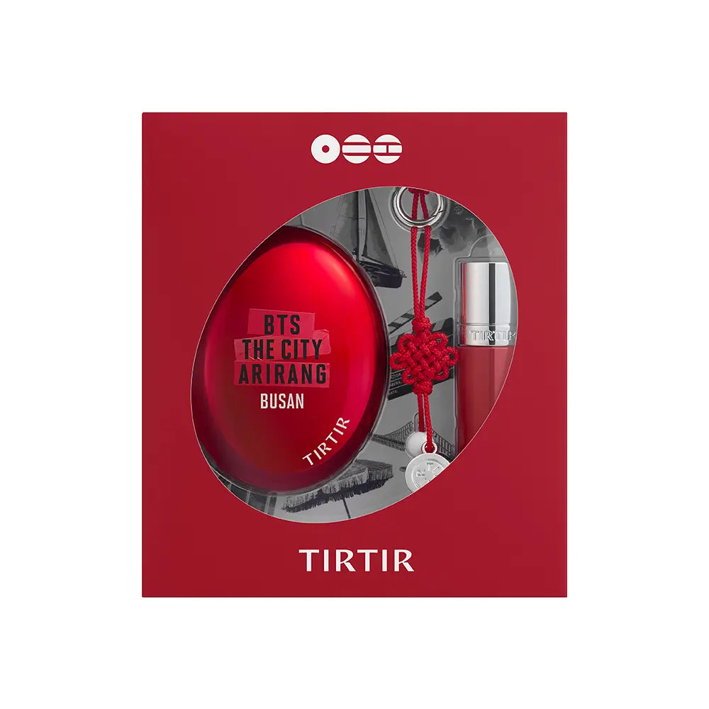 Tirtir BTS The City Busan Iconic Red Duo Set (Red Cushion Foundation + Tinted Lip Oil + Norigae Keyring)