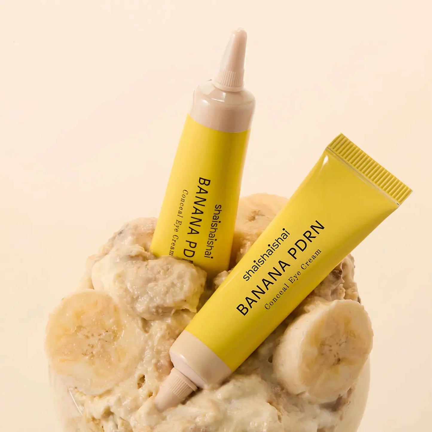 [Limited Edition/Dark Cover] SHAISHAISHAI Banana PDRN Conceal Eye Cream Vanilla 15g with Gift (+ Minions Keycap Keyring)