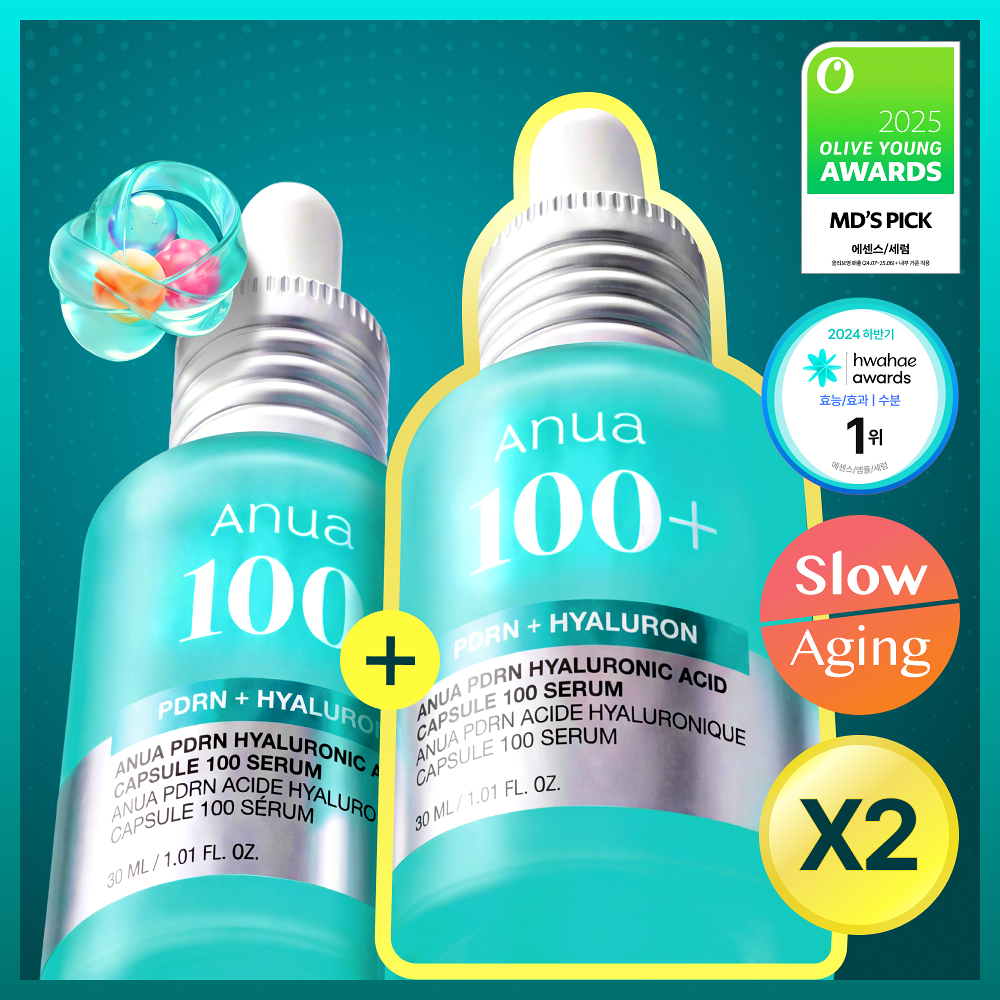 [Sanrio] Anua PDRN Hyaluronic Acid Capsule 100 Serum 30ml Double Set with Gift (+Cinnamoroll Pouch)