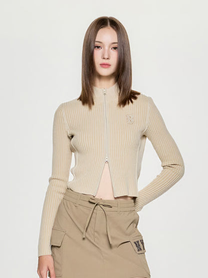 [Karina Pick] 25FW MLB Women's Basic Vintage Lip Zip-Up Cardigan