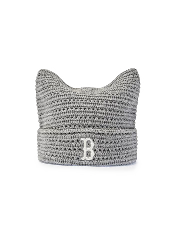 [Aespa Karina Pick] 26SS MLB Summer Crochet Meow Beanie Boston Red Sox