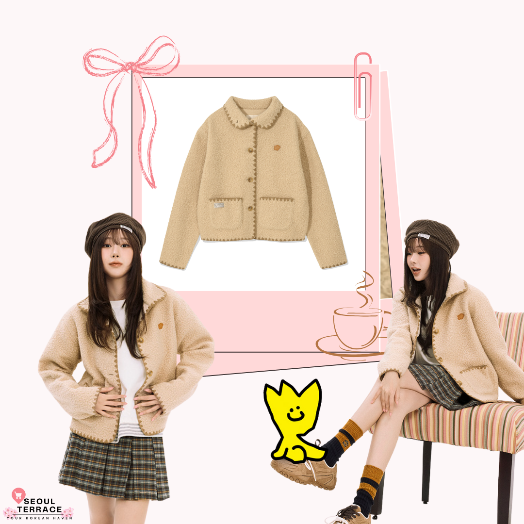 [AESPA Giselle’s Wear] WACKY WILLY Women's Shearling Stitch Jacket