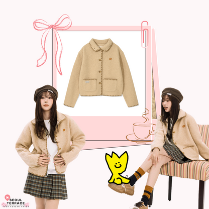 [AESPA Giselle’s Wear] WACKY WILLY Women's Shearling Stitch Jacket