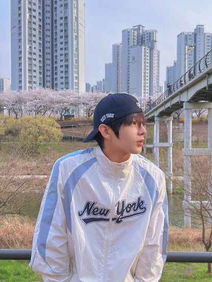 [Ahof Steven Worn] MLB Sportive Cursive Logo Blocking Windbreaker