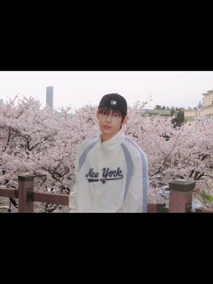 [Ahof Steven Worn] MLB Sportive Cursive Logo Blocking Windbreaker