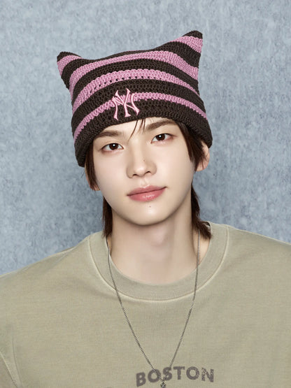 [Aespa Karina Pick 26 Summer] MLB Summer Stripe Meow Beanie