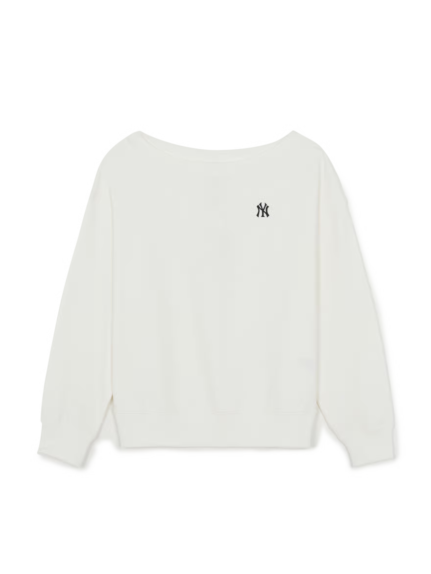 [Aespa Karina & Ive Gaeul Pick] 26SS MLB Women's Basic Off-Shoulder Sweatshirt New York Yankees