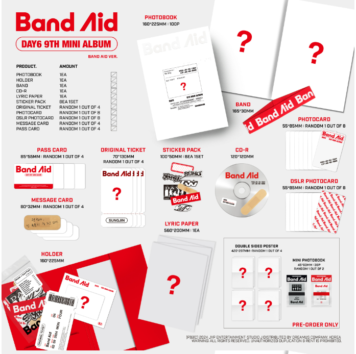 DAY6 9th Mini Album Band Aid (Rock Band ver., Band Aid ver.)