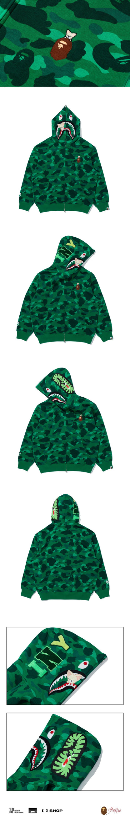 A Bathing Ape BAPE X Stray Kids SHARK FULL ZIP HOODIE