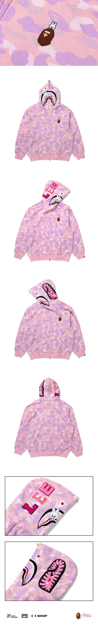 A Bathing Ape BAPE X Stray Kids SHARK FULL ZIP HOODIE