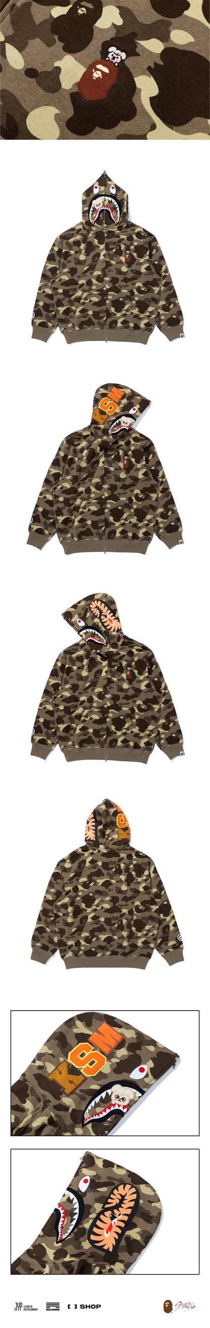 A Bathing Ape BAPE X Stray Kids SHARK FULL ZIP HOODIE