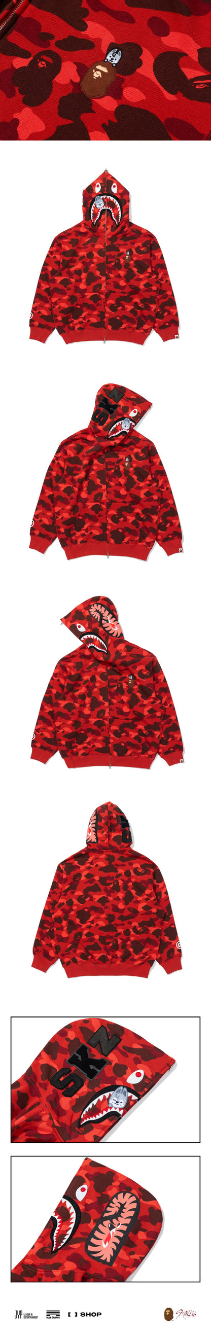 A Bathing Ape BAPE X Stray Kids SHARK FULL ZIP HOODIE