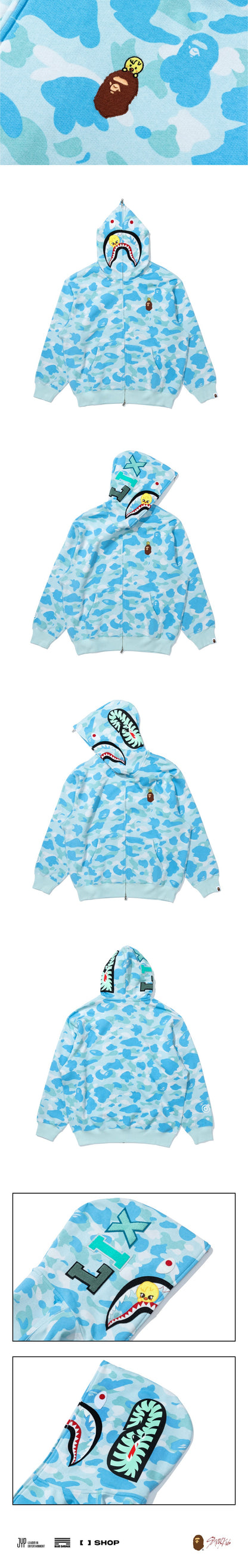 A Bathing Ape BAPE X Stray Kids SHARK FULL ZIP HOODIE