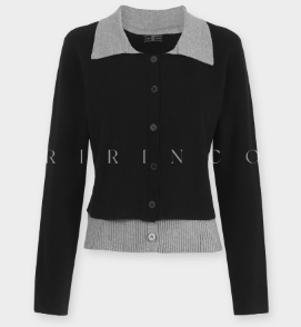 Ririnco - Tenbnity Contrast Layered Collar Neck Knit Cardigan