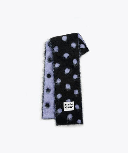 Marie Claire (FW25) Paris Collection - Dot Reversible Wool Muffler (Gray,Black)