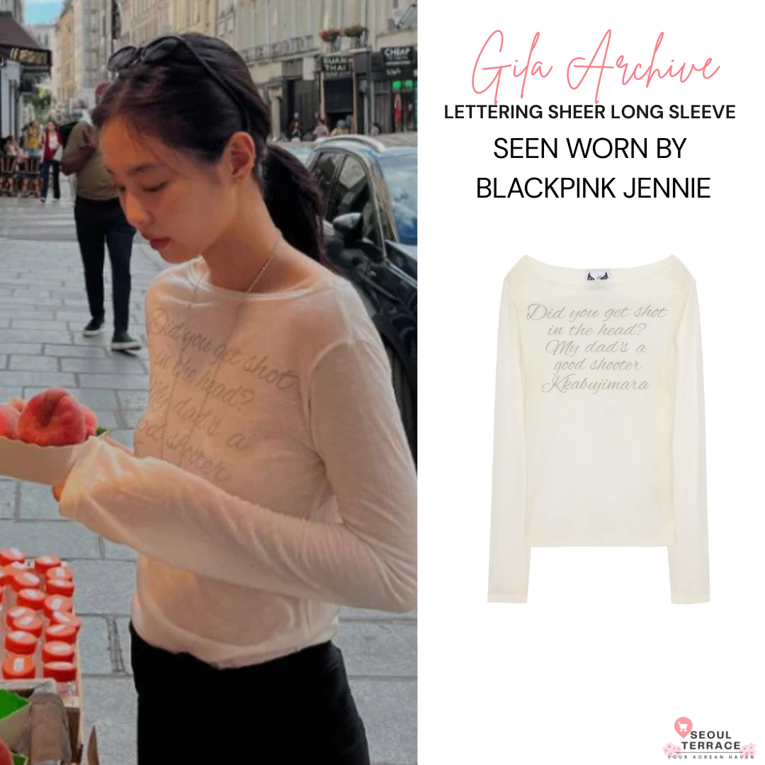 Gila Archive LETTERING SHEER LONG SLEEVE Worn by BLACKPINK Jennie