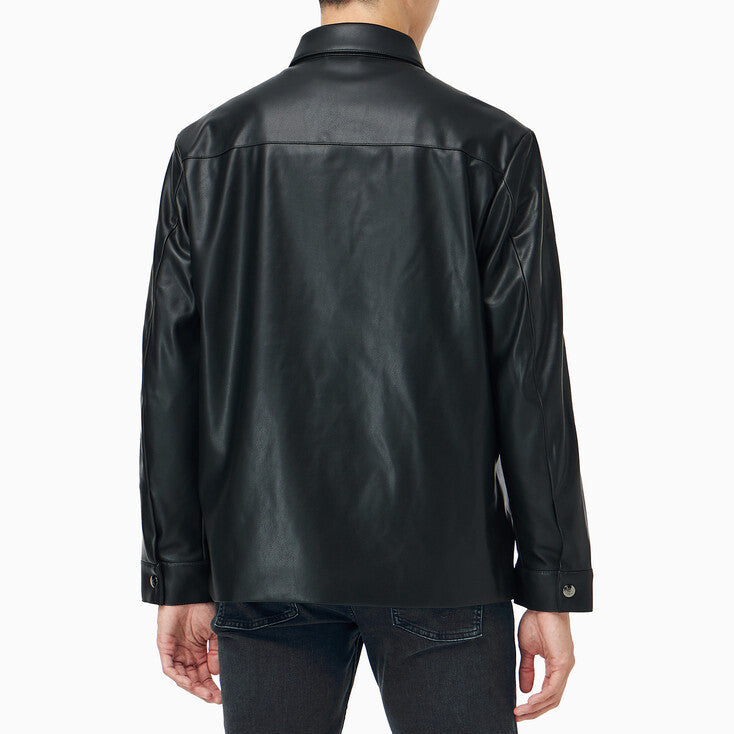 [BTS Jungkook Pick] 25FW Calvin Klein Men's Faux Leather Shirt Jacket -Black