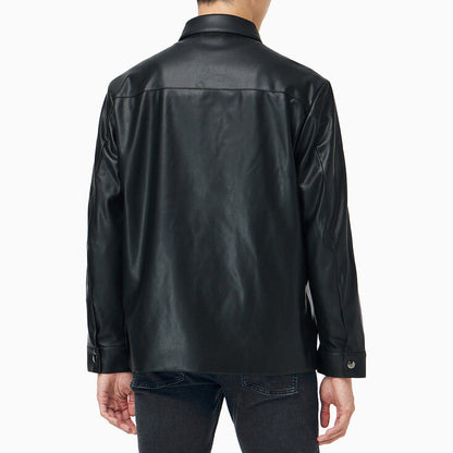[BTS Jungkook Pick] 25FW Calvin Klein Men's Faux Leather Shirt Jacket -Black
