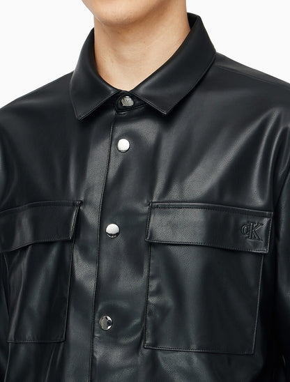 [BTS Jungkook Pick] 25FW Calvin Klein Men's Faux Leather Shirt Jacket -Black