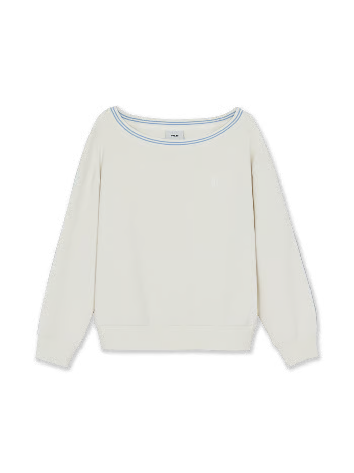 [RESCENE X MLB] 26FW Women's Varsity Lace Tape Off-Shoulder Sweatshirt