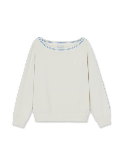[RESCENE X MLB] 26FW Women's Varsity Lace Tape Off-Shoulder Sweatshirt