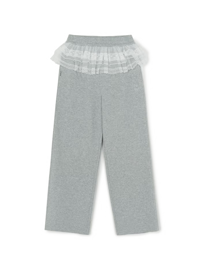 [Aespa Karina Pick] 26SS MLB omen's Basic Lace Ruffle Semi-Wide Pants New York Mets