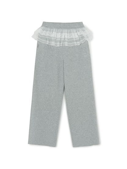 [Aespa Karina Pick] 26SS MLB omen's Basic Lace Ruffle Semi-Wide Pants New York Mets