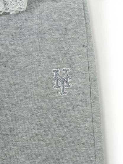 [Aespa Karina Pick] 26SS MLB omen's Basic Lace Ruffle Semi-Wide Pants New York Mets