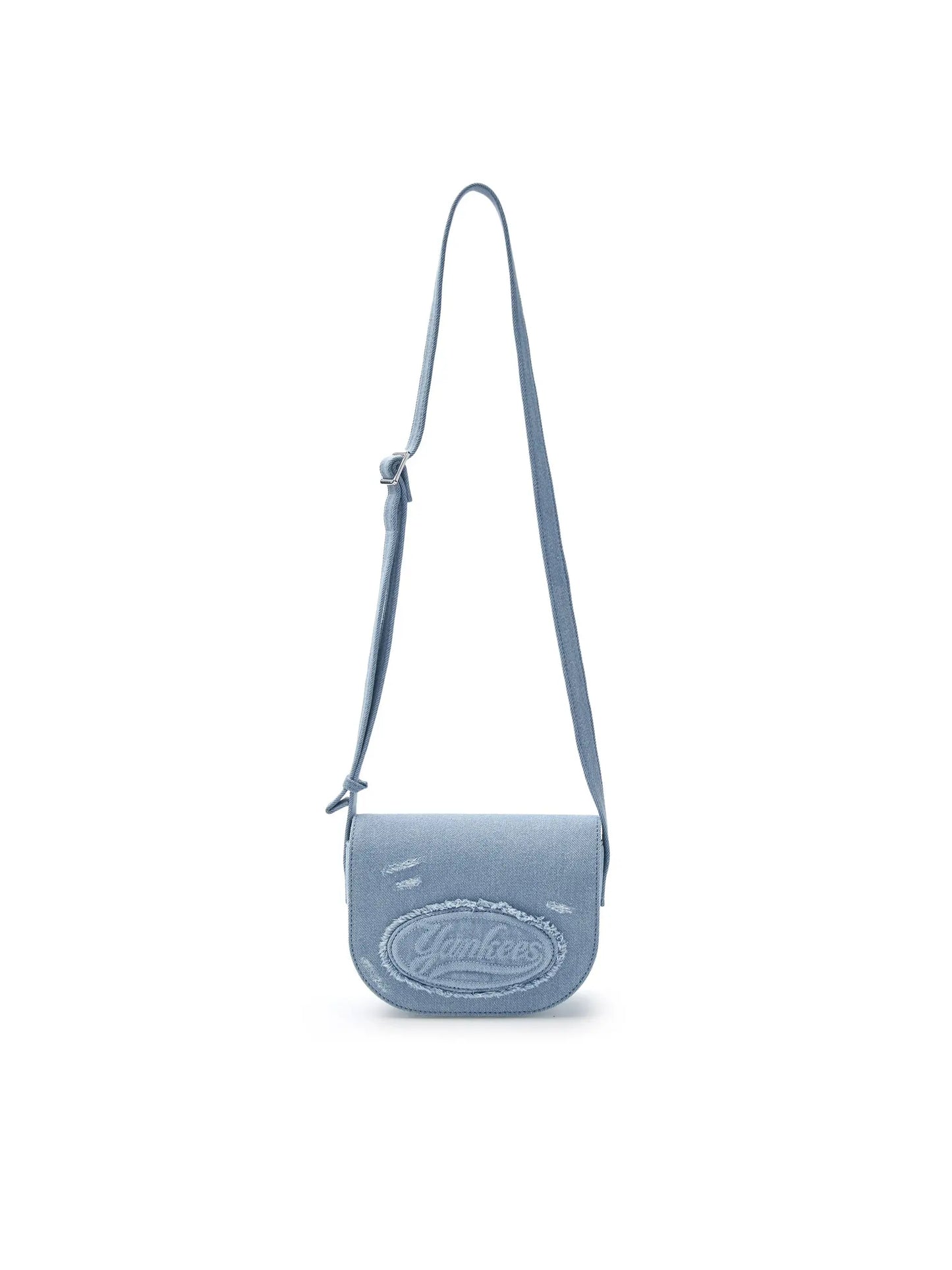 [Aespa Karina Pick] MLB  Lettering Vintage Denim Crossbody Bag