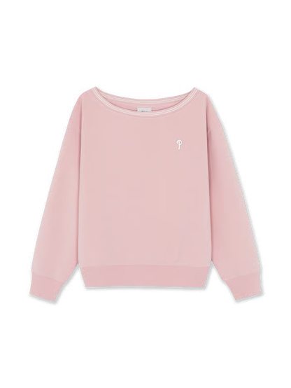 [RESCENE X MLB] 26FW Women's Varsity Lace Tape Off-Shoulder Sweatshirt