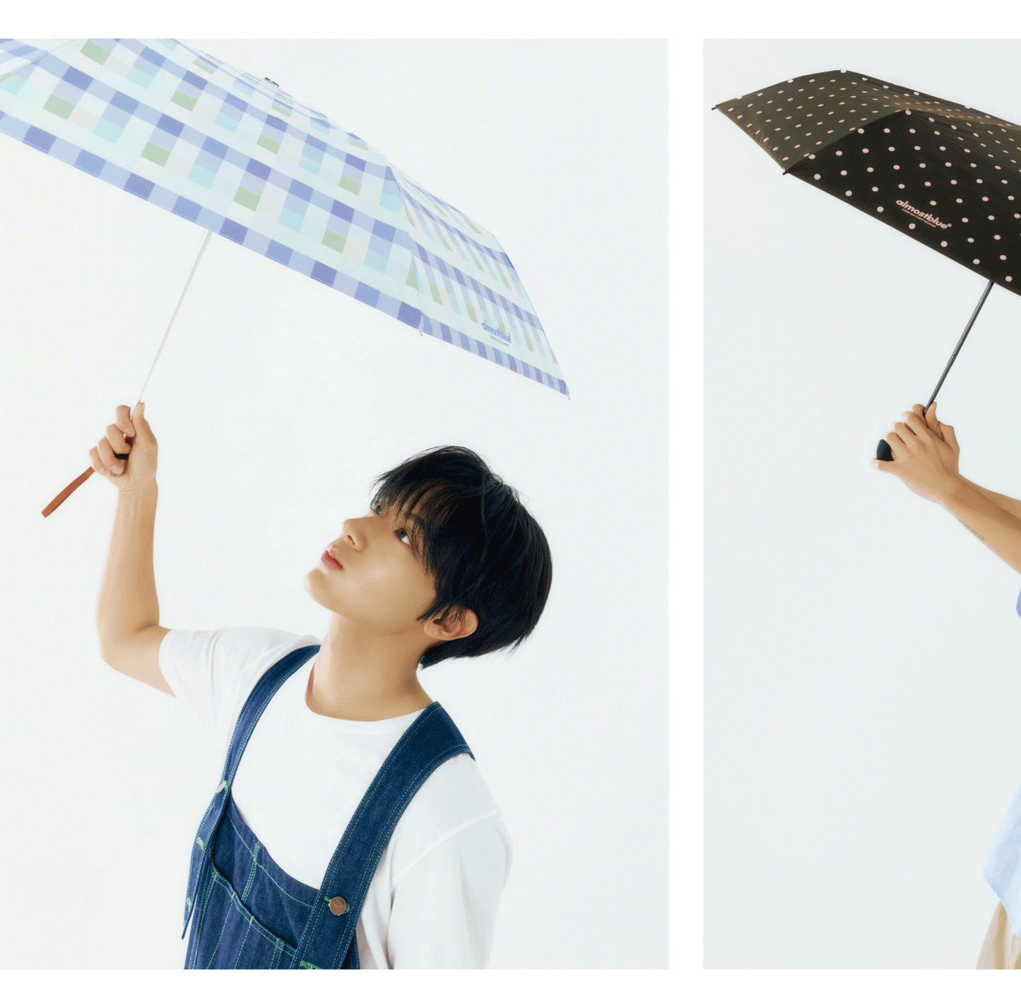 ALMOST BLUE [THE BOYZ Eric] CHECK / DOT UMBRELLA & PARASOL