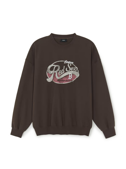 [Karina Pick] 25FW MLB Varsity Vintage Graphic Man-to-Man Boston Red Sox