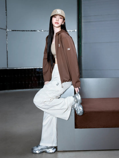 [Aespa karina Worn] 26 Summer MLB Women's Gorpcore Glossy High-Waisted Cargo Wide Flare Pants