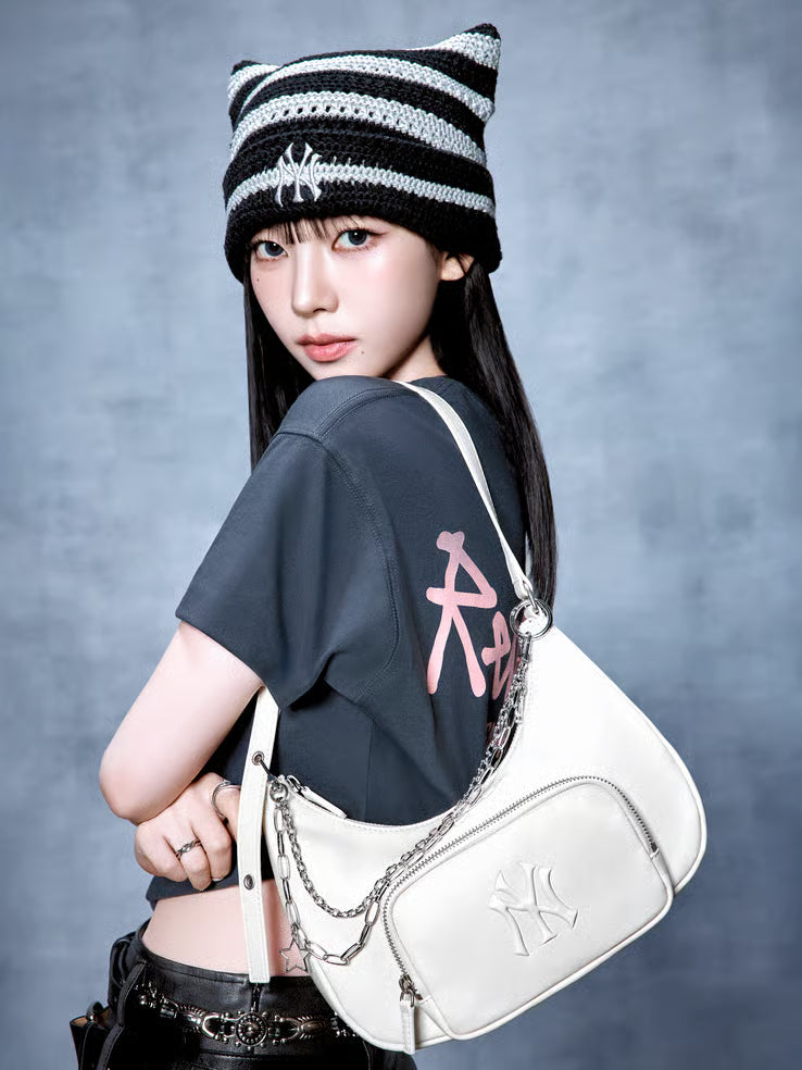 [Aespa Karina Pick 26 Summer] MLB Basic Vintage Logo Hobo Bag New York Yankees
