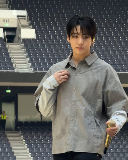 [BTS Jungkook Worn] NODE LABS DEV:10 Layered Sleeve Check Shirt