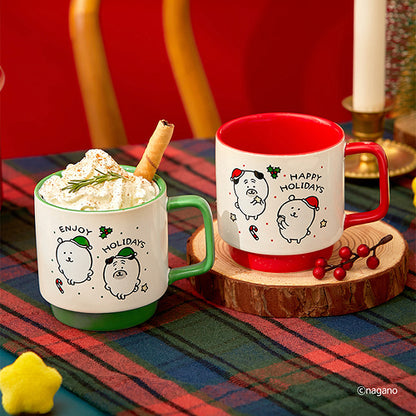 Damgomi Holiday Mug Cute Red Green Christmas Holiday Mug