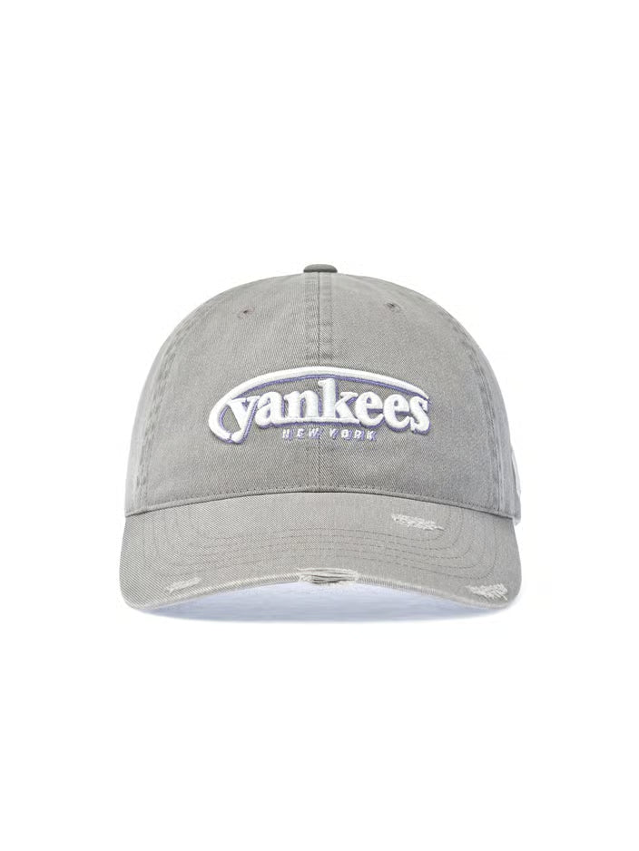 [Aespa Karina Pick] 26SS MLB Vintage Damage Curve Logo Unstructured Ball Cap New York Yankees