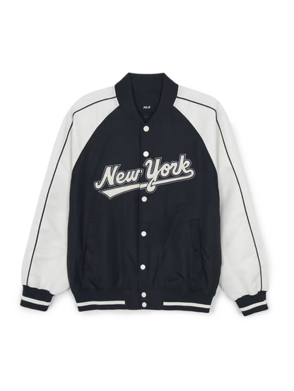 [Aespa Karina & TWS Pick] 26SS MLB Nylon Front Cursive Varsity Jacket – New York Mets
