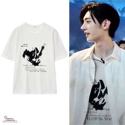 Electric Graphic Slub Half T-shirt seen worn by ENHYPEN SUNGHOON AND SUNOO