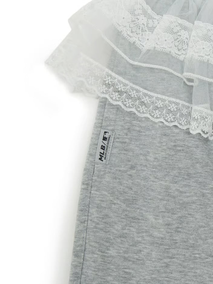 [Aespa Karina Pick] 26SS MLB omen's Basic Lace Ruffle Semi-Wide Pants New York Mets