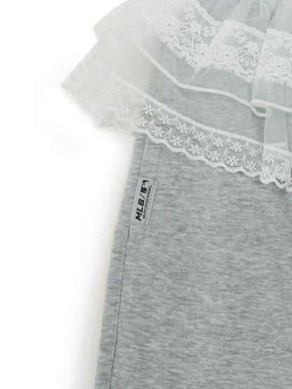 [Aespa Karina Pick] 26SS MLB omen's Basic Lace Ruffle Semi-Wide Pants New York Mets