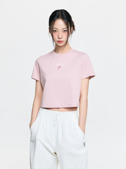 [Aespa Karina Worn] 26 Summer MLB Women's Sheriff Logo Point Comfortable Crop Short Sleeve T-Shirt