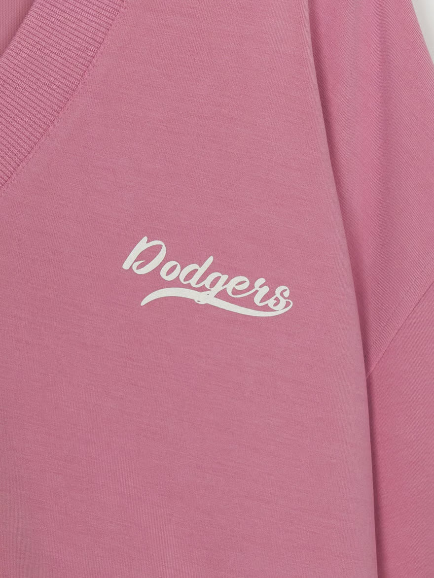 [Ive Gaeul Worn] MLB Women's Basic V-Neck Semi-Crop Sweatshirt LA Dodgers